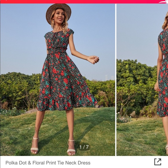 Shein- Short Sleeve Long Polka Dot Dress - Picture 1 of 3